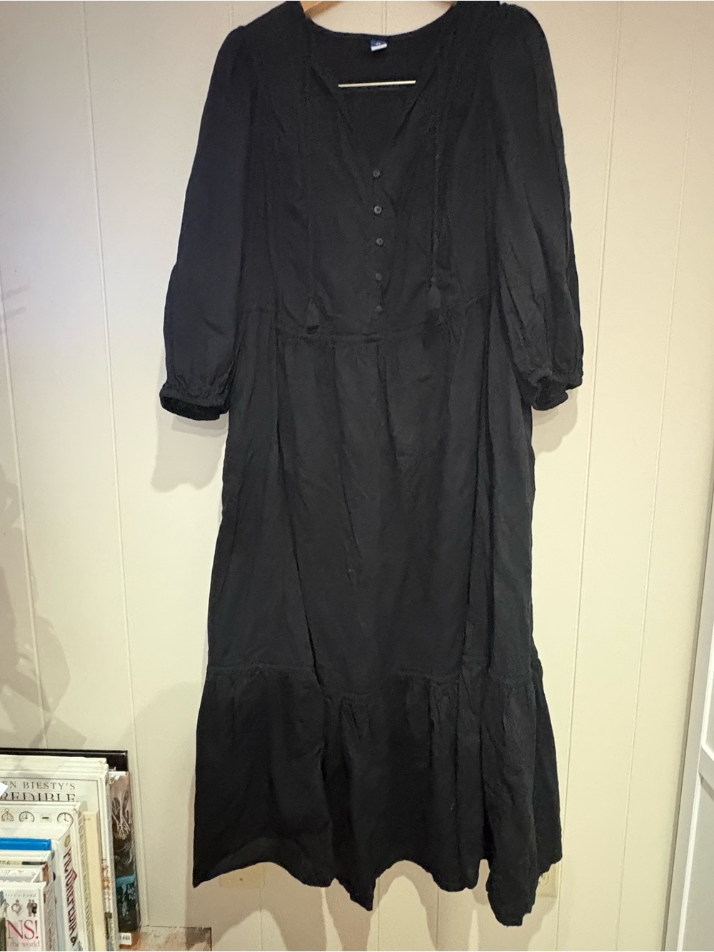 Old Navy black embroidered cotton maxi dress 2X
